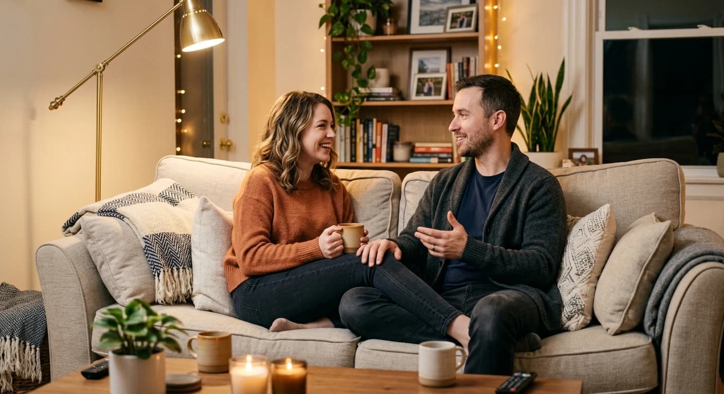 A couple communicating calmly and openly.