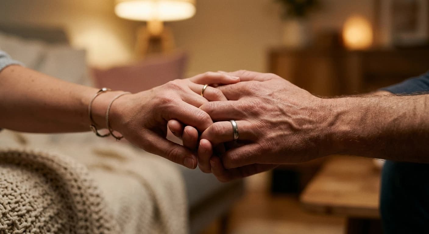 Holding hands as a symbol of connection and support.
