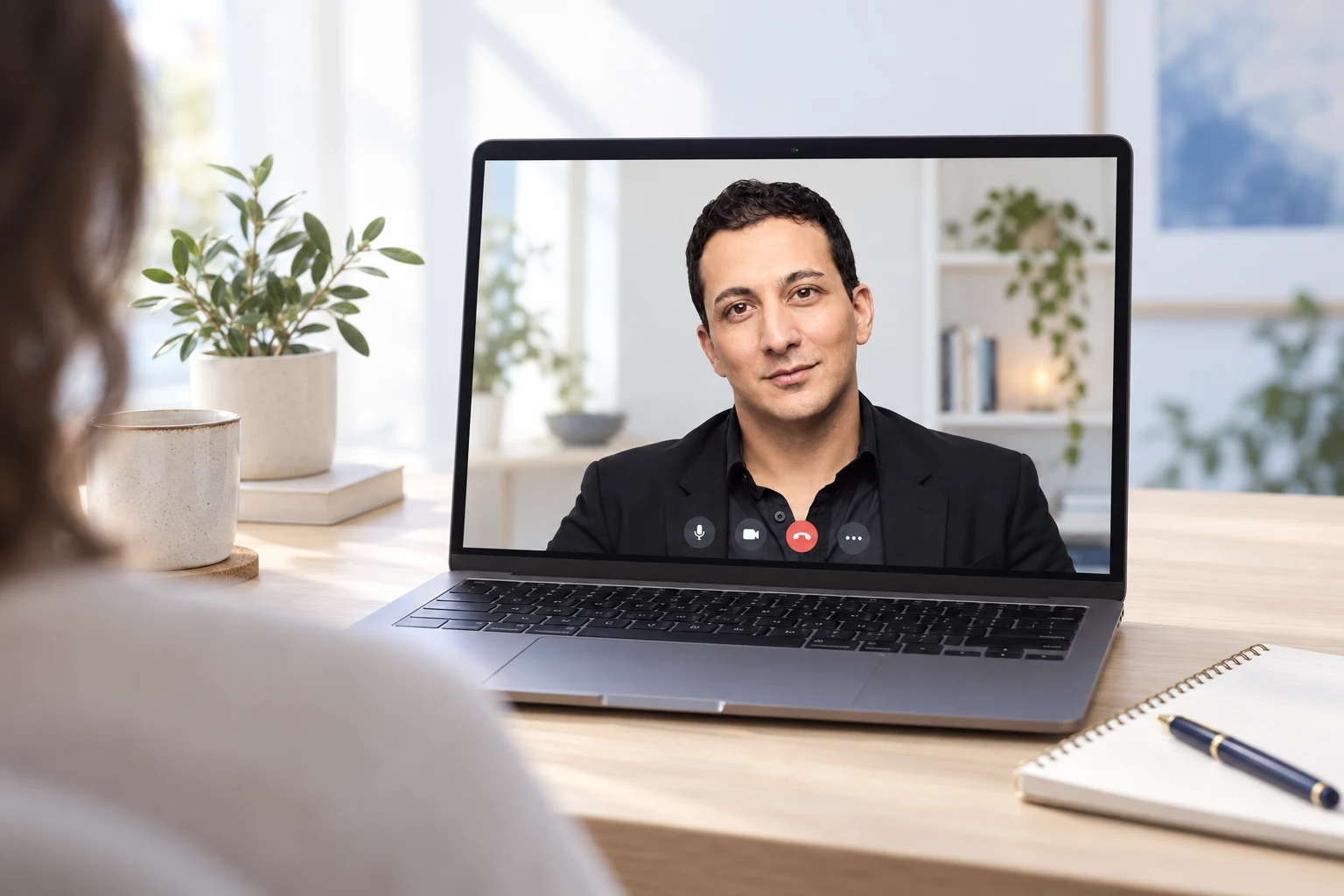 A private video session with Sasha Eslami on a laptop